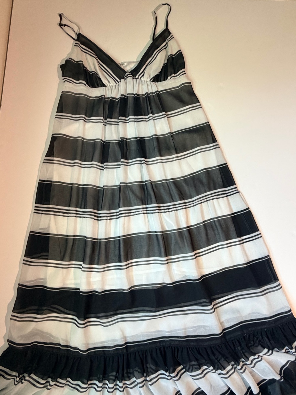bebe Black and White Striped Maxi  Dress